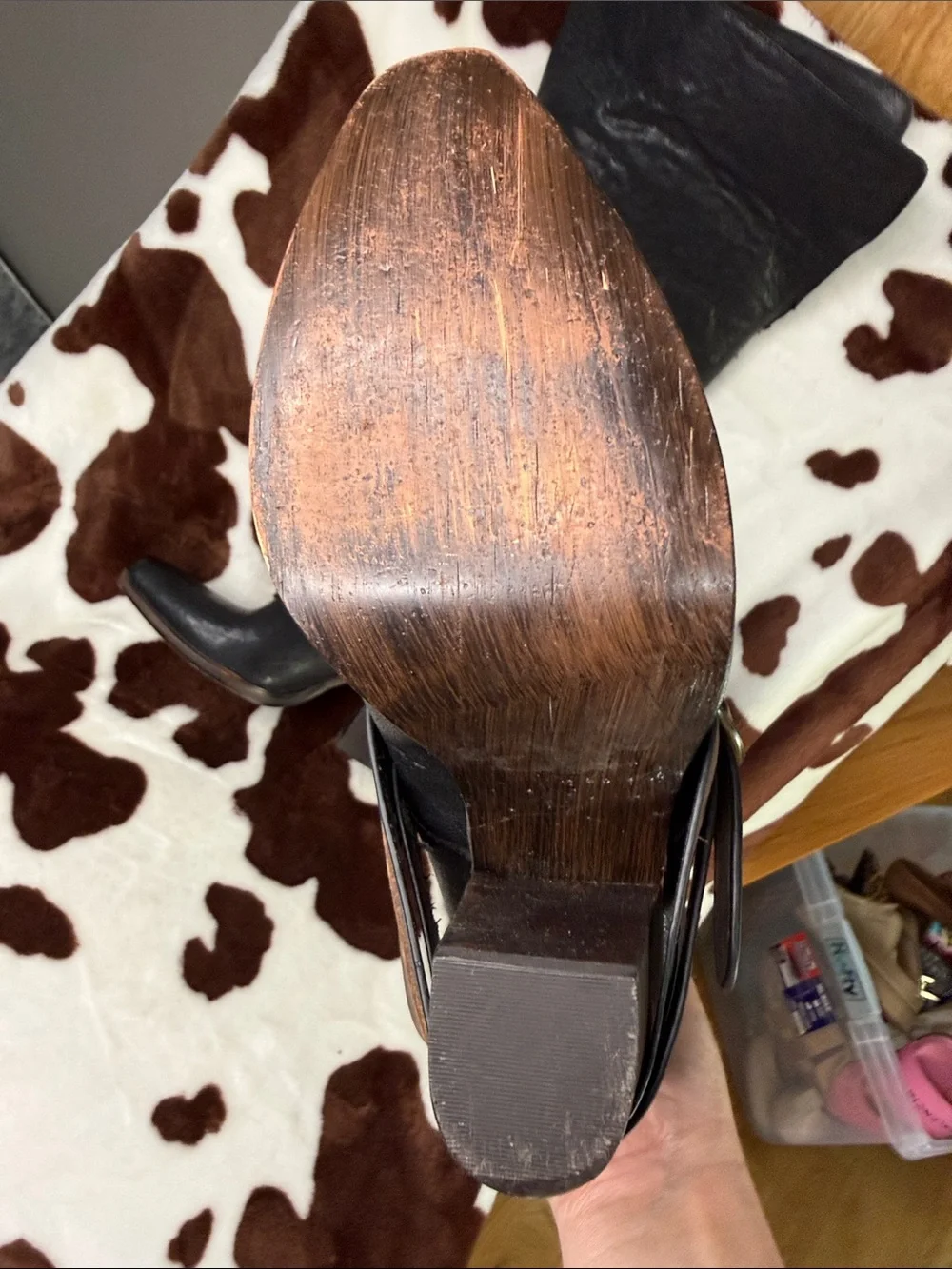 Steve Madden Black Over-the-Knee Leather Boots with Brown Buckle Strap